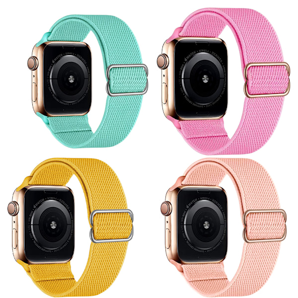 4 stk. elastiske nylonremme kompatible med Apple Watch