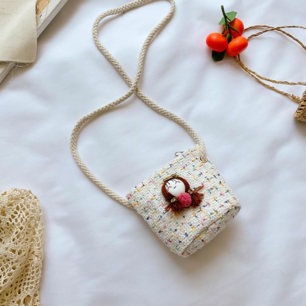 Barnas vevde skulderveske, lommebok, søt form 12 * 17 cm