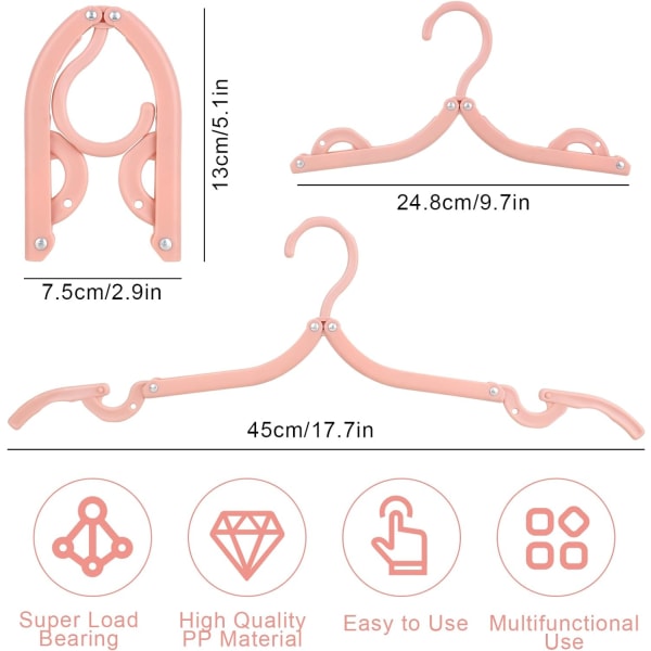 8 Pak Foldbare Tøj Bøjler, 8 Pak Foldbare Rejse Tøj Bøjler