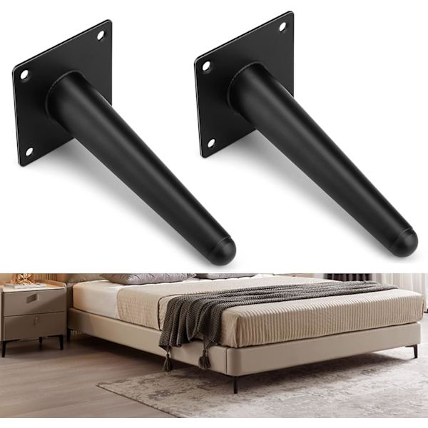 Set med 4 Charge möbelben, 12 cm metallskåpsben, koniska bordsben, möbelben för skåp