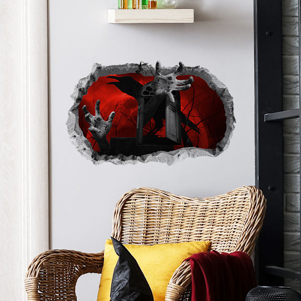 (C)3D Halloween-lattiatarrat, Halloween-seinätarrat, kauhutarrat, Hal