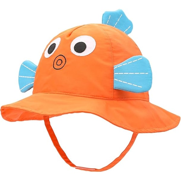 Baby solhatt småbarn sommarhatt UPF 50+ hinkhatt pojke anti-ultraviolett solhatt Goldfish brim hat