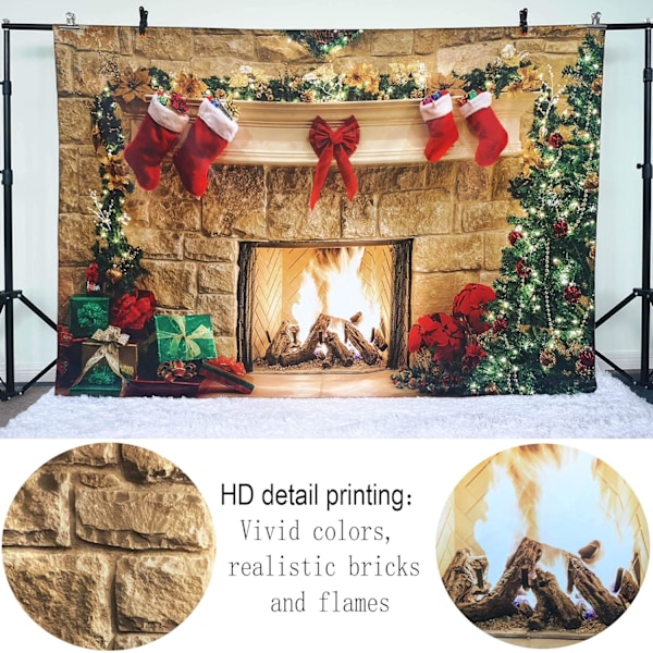 1 stk 7x5ft Julpeis Tema Bakgrunn for Fotografering Tre Sokk Dekorasjoner for Jul Fest Forbruksvarer Foto Bak