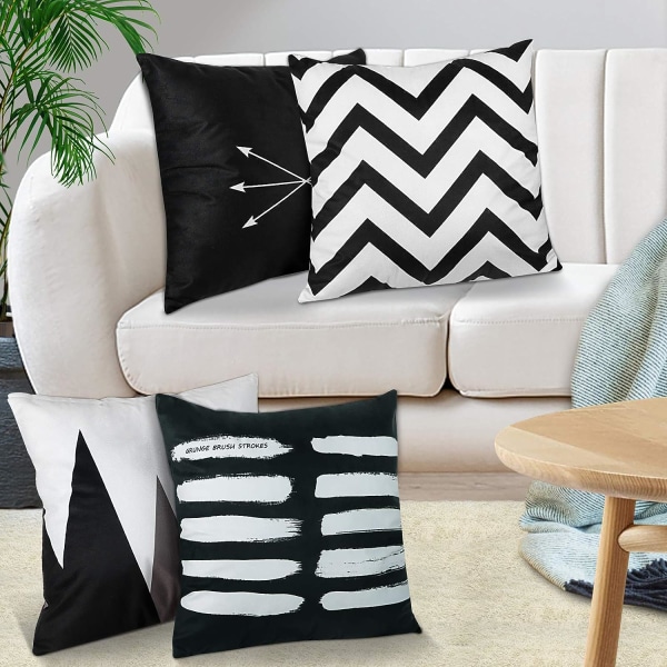 45 x 45cm (Black) Cushion Covers, Modern Simplicity Velvet D