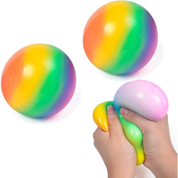 Sateenkaari Stressipallot 2-pakkauksessa - Anti-Stress Aistipalloja, Ei-T