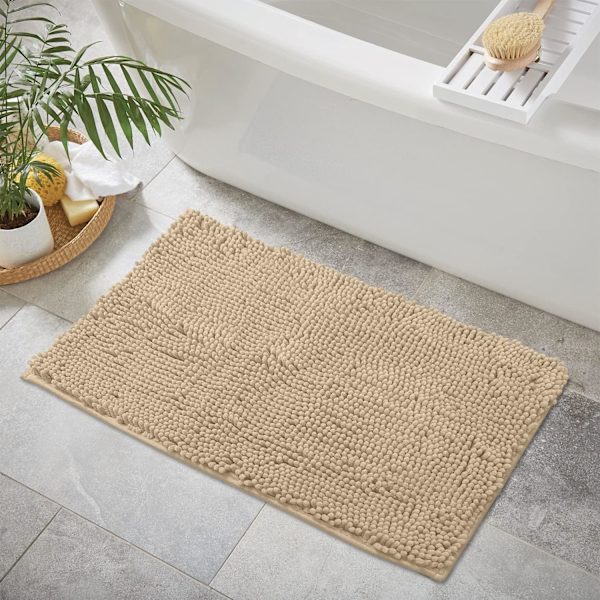 Kylpyhuoneen Matto - Super Pehmeä Plush Kylpyhuoneen Suihkumatto, Chenille Mikrokuitu Materiaali, Super Imeytyvä Brown