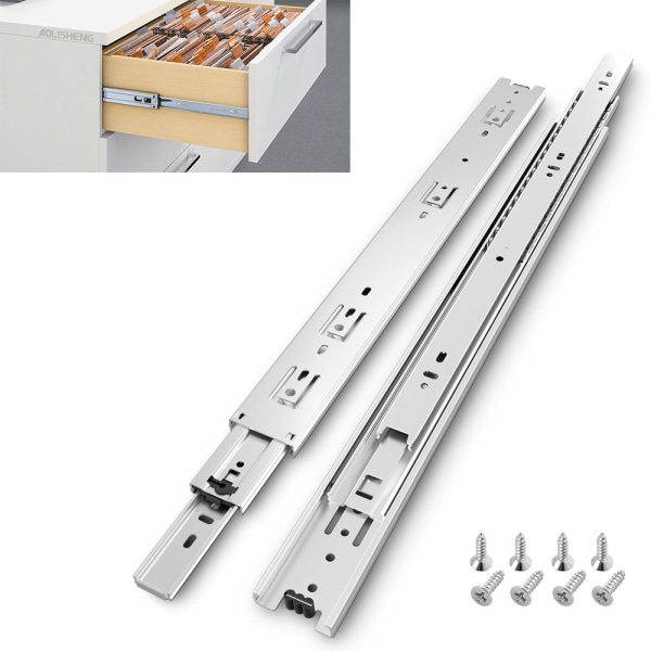 2 pieces Silver drawer slide (250mm), load capacity up to 45 KG, zinc plated