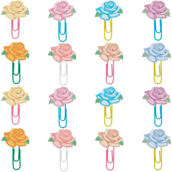Tilfældig Farve 80 stk. Rose Papirclips Blomster Blad Binder Papirclips Klemmer med Klar Æske Bogmærker Metal Planner Memo Dispenser til Kontorartikler Sc