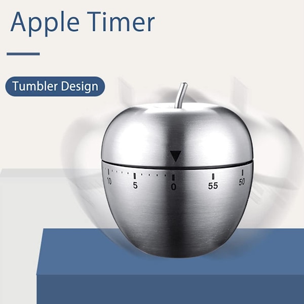Køkkenur Æbleform Timer Mekanisk Manuel Rotation Alarm Køkkenur Rustfrit Stål til Madlavning Bagning Sport