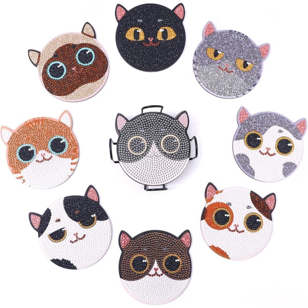 Chat 8 stykker sous-Verres d'art de Diamant med Support, Arts e