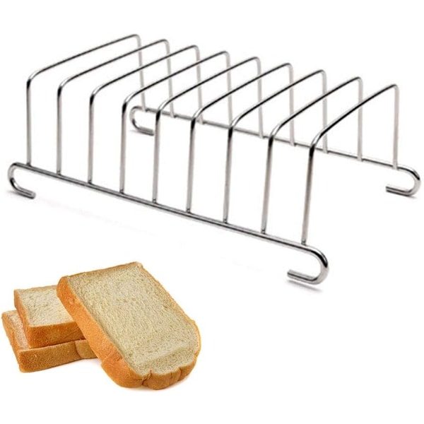 8-roms brødristerstativ, rustfritt stål brødrister og brødholder, frokostbæringsstativ for brød, rektangulær