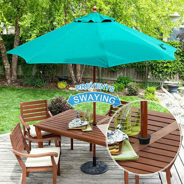 Konisk parasolfod til parasol - 38 mm - Hul til terrassebordshulåbning eller parasolfod (sort)