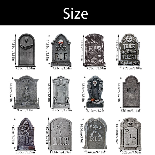 12 stycken gravsten hänge dekoration mini dekorativ utomhus dekor foto rekvisita Halloween insats gravsten