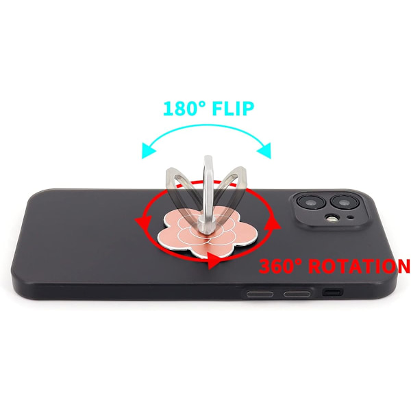 Roséguldfärgad Mobilringhållare Blomma Fingerring Greppstativ 360° Rotation 180° Vridning Universellt Stöd Kompatibelt med Alla Smartphones