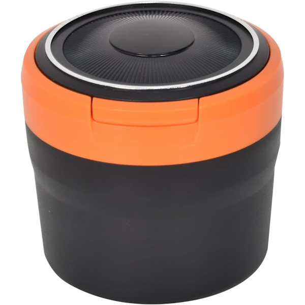 (Orange)Bärbar askkopp för bil, reseaskkopp med LED-lampor, Det