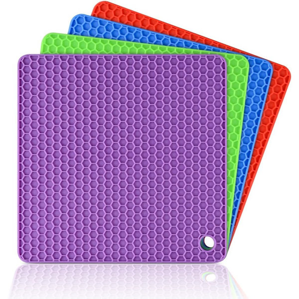 Silikon Trivet Matter - Varmeputer Skedestativ Multifunksjonell Trivet for Varme Retter Varmebestandig Matkvalitet Silikon Sett av