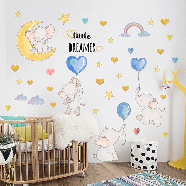 Decorative Wall Decal, 25x35cm Cartoon Elephant Sticker, Animals