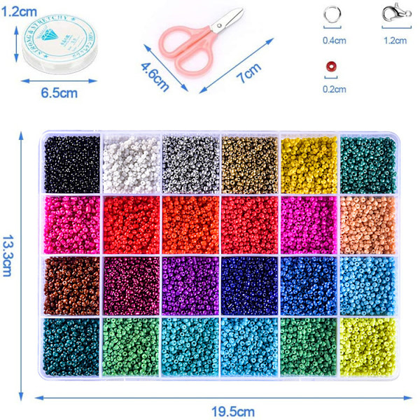 24 Ruter (2mm) Hirseperler Løse Perler Baking Lakkperler