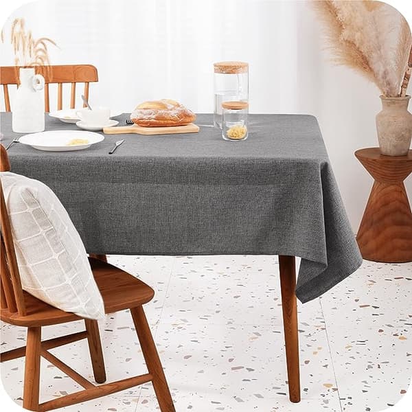 Rektangulær dug med linlook, pletbestandig, til spisestuen