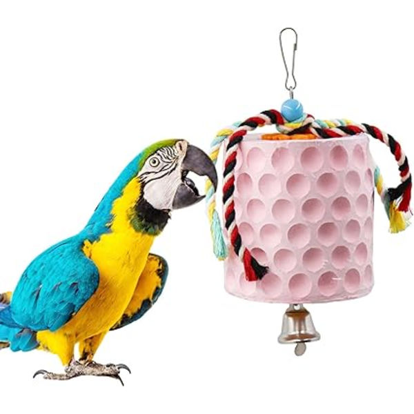 Erittäin suuri lintujen pureskelulelu, 5,8×5,8×12cm Papukaijan nokan hiomakivet kelloilla, lintuhäkin tarvikkeet, häkkilelut papukaijoille