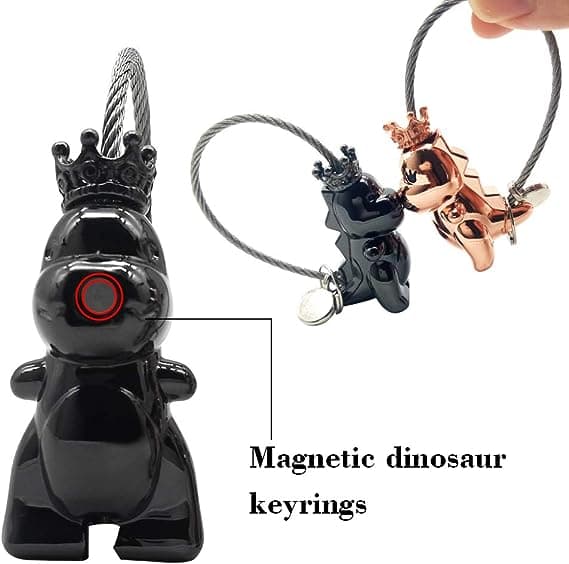Sæt med 2 nøgleringe til par, søde dinosaur nøgleringe magnetisk kærlighed