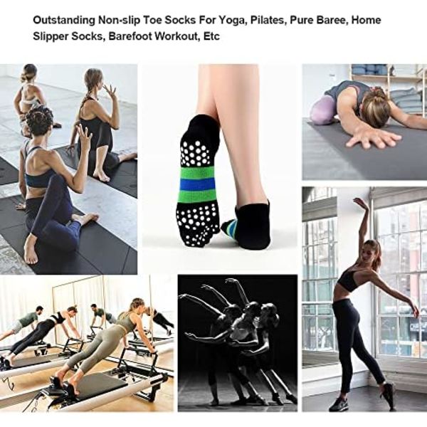Løping Yoga Antislipp Toesocks For Kvinner Med Grep, Fem-Fingersokker For Løping, Pilates, Ballet, Trening 3 Par