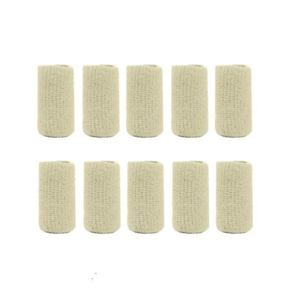 Beige farve - 10 stykker elastiske fingerbeskyttere Fingerbeskytter Kompressionsstøtte Fingerbandager f