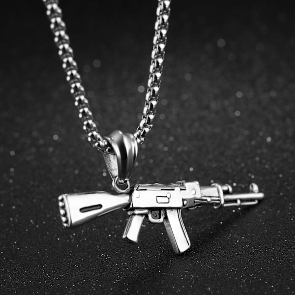Herre Punk Rock Halskæde Army Style Gun Vedhæng Hip Hop Cool Mænd Smykker