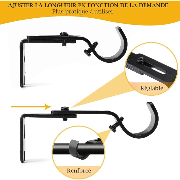 12 st Justerbara Gardinstångsbeslag, Justerbar Gardinstång