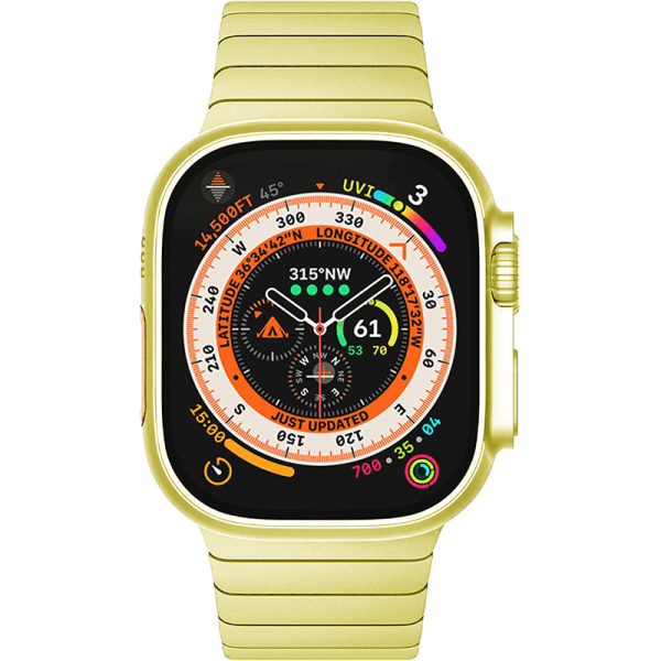 49mm 45mm 44mm 42mm Metallrem för Apple Watch, Solid Rostfritt Stål Länk Ersättning gold