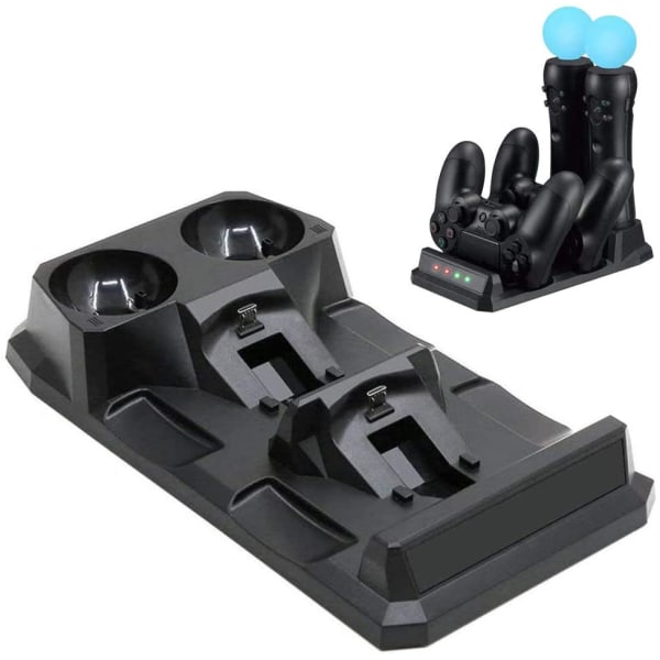 PS4 MOVE fire-lading PS4-kontrollerbrakett lader PS4 MOVE-brakett lader PS4-spillkontroller