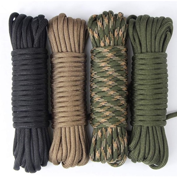 4 stk 15 meter Paracord tau med 7 tråder Nylon tau 250kg Brea