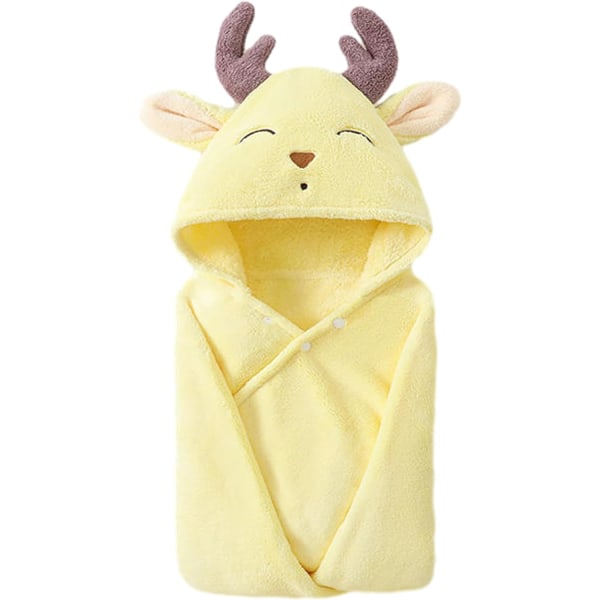 (Yellow Deer)babybadekappe, strandbadehåndklæde til børn 85 x 150 cm, badeudflugter til drengebaby, baby