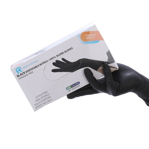 100 Pack Nitrile Gloves, Black Gloves, Latex Free and Elasti