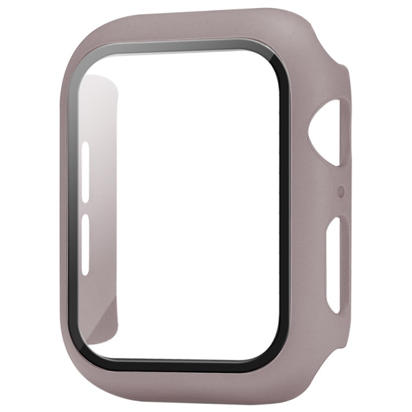 （Brun） Deksel kompatibel med Apple Watch 44MM, 2-i-1 beskyttelse PC-herdingveske og HD Tempered Gl