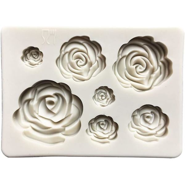 2 st Silikonformar med Rosblommor - Kakformar, Chokladformar, Dekorationsverktyg för Bröllopstårta, Fondant, Sockerkonst