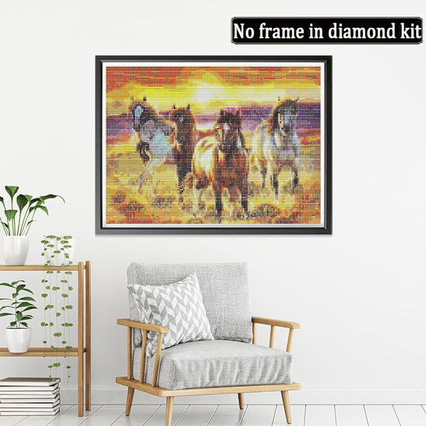 5D Diamantmaleri Kit 30x40cm DIY Farverig Hest Diamantkunst