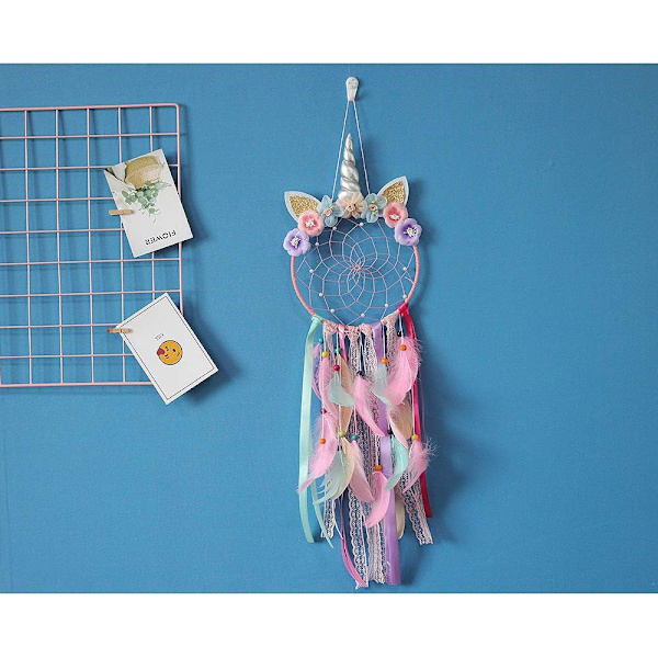 Flyvende lilla drømmefanger - Unicorn med lys
