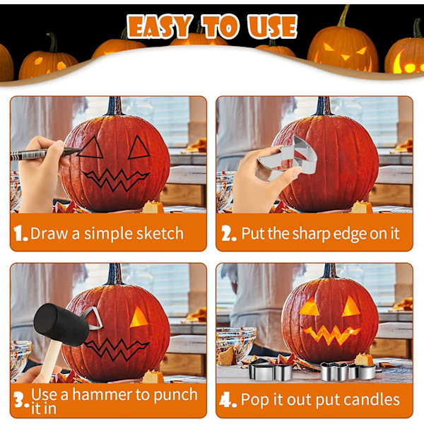 13 Halloween-kurpitsanveistotyökalusarja, DIY-lyhtykoristeet