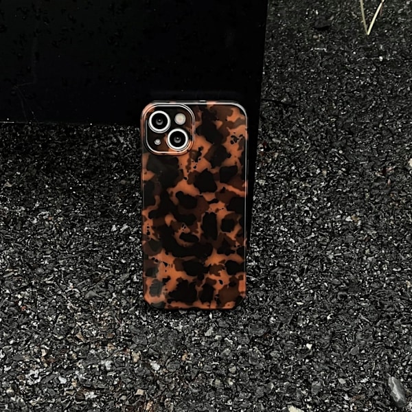 Kilpikonnan kuori Retro Puhelimen Kotelo Yhteensopiva iPhone16ProMax2021:n kanssa Tyylikäs Amber Brown Leopardikuvio Muodikkaasti Klassinen Pehmeä Ul
