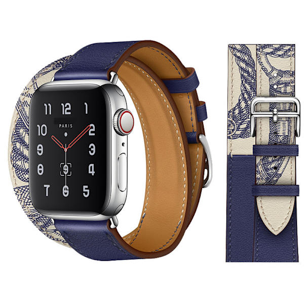 Blå rem til Apple Watch 38mm 40mm 41mm, læder