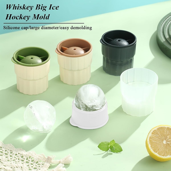 Is-forme Sæt 4 Pak, 2 tommer Plast Runde Is-terninger, Is-kugle-form, Stabelbar Puck-maker, Nem Frigørelse, Mixin