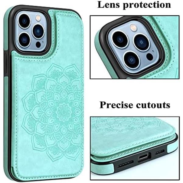 iPhone 15 Pro Max Skal med Kortfack, Blommig Magnetisk Bakflip Skal för iPhone 15 Pro Max Plånboksfodral för Kvinnor, Pro