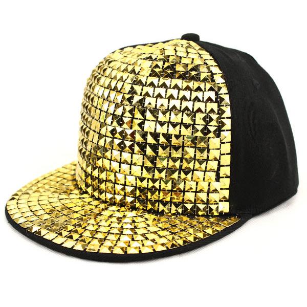 Herrecaps Hip Hop Flat Baseball Cap for Men Sequin Bling Snapback