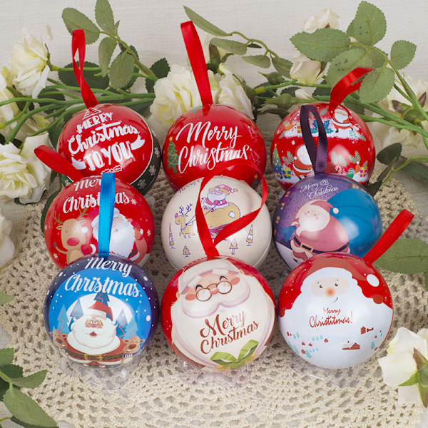 4 Syvänsininen Joulu Tin Candy Ball Box - Joulukuusi Candy