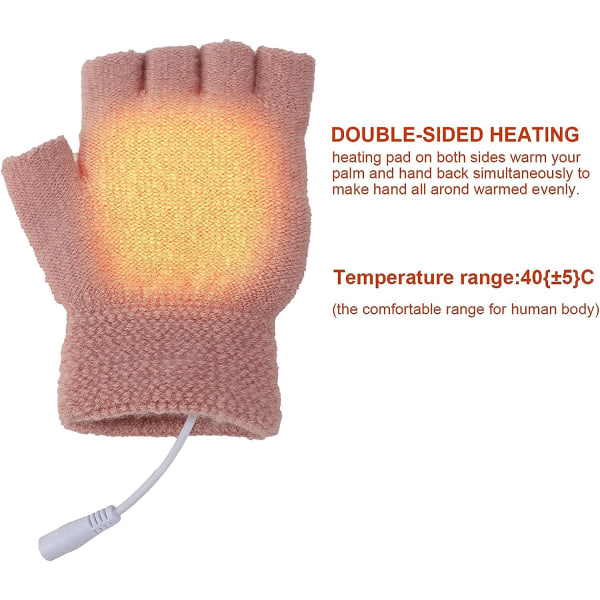 USB uppvärmda handskar för män och kvinnor - Rosa, USB handvärmare