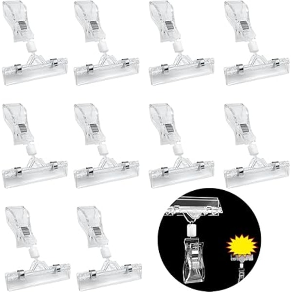 10 stk. roterende plastikclips, prismærkeholder, klar roterende prismærkeklips, butiksdisplay, prismærke displaystand, bordklemmeholder