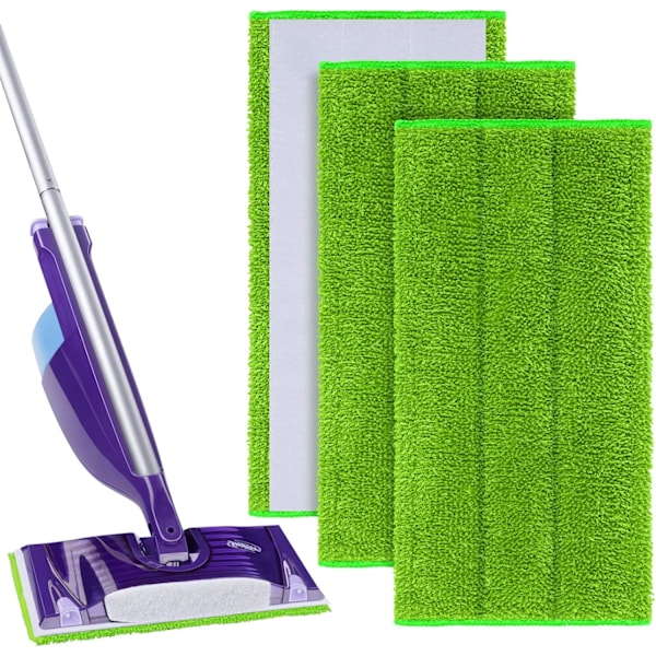 3 kpl Mop-Vaihtosuutin Swiffer WetJet -suihkumopeille, Pestävä Mikrokuitu Mopit Lattian Puhdistukseen