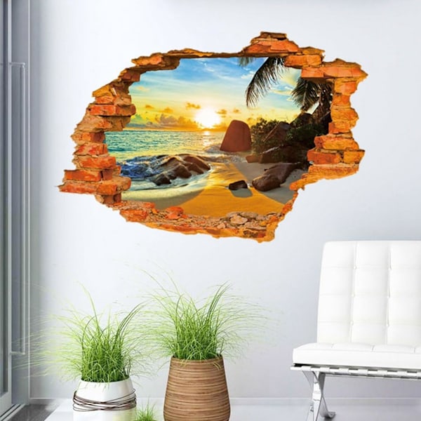 Avtagbar Bryt Väggen Dekal Vinyl Väggdekaler/Väggmålningar, Konst Dekaler Dekoratör Sunny Beach(60x90cm)