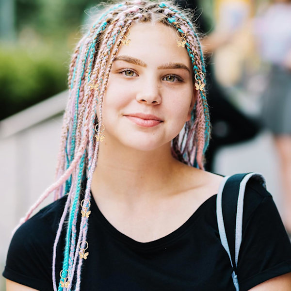 18 stk. Hårtilbehør til Fletninger Sommerfugl Hårspænder Gyldne Dreadlock Tilbehør Hårsmykker til Kvinder Fletninger Sommerfugle Hårmanchetter Charms Ringe